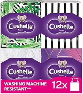 Cushelle Facial Tissues Cube 12 Tissue Boxes Multipack Bulk Box (3 ply, 60 tissues per Box, 720 tissues)