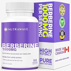 Nutrawave Pure Berbérine Puissance maximale 1000 mg par portion (2 capsules de 500 mg chacune) Prend en charge les niveaux d