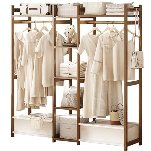 Perchero de bambú con 5 estantes, para almacenamiento en el dormitorio, carga máxima de 100 kg, elegante solución organizadora