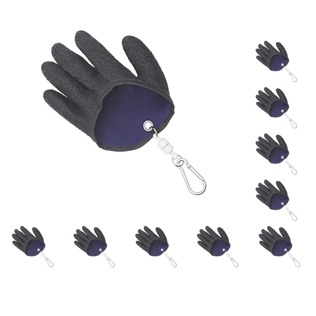 Angelhandschuhe für Rechts- und Linkshänder, mit Magnethaken, pannensicher, für Linkshänder, 10 Stück