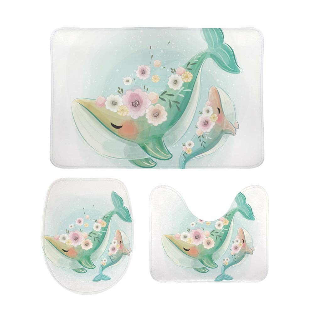 Tapis de bain en U extra doux avec housse de toilette et tapis de contour antidérapant