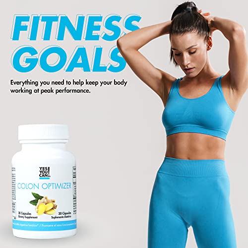 Yes You Can! Probiotics Colon Optimizer Supplement - Gut Health And Stomach Supplement For Men And Women, Organic Probiotics With Ginger And Peppermint For Digestive Health, 30 Capsules #TOP1