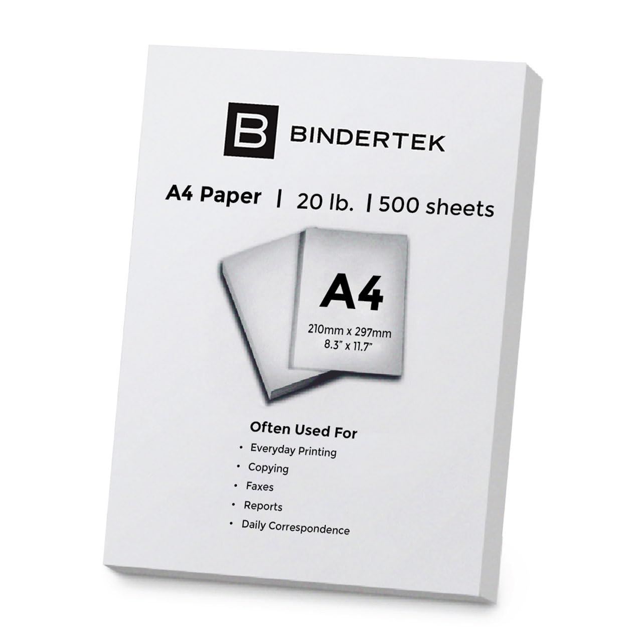 Bindertek 20 lb. A4 Size 8.3" x 11.7" Multi-Purpose Paper, Ream of 500 Sheets, 92 Brightness, Acid Free Archival Quality