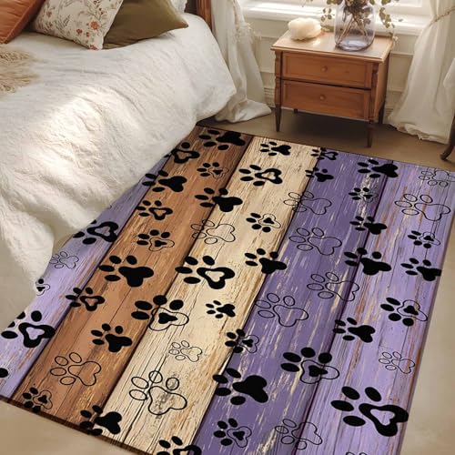 2.7'x5' Area Rugs for Living Room, Purple Brown Bedroom Rug