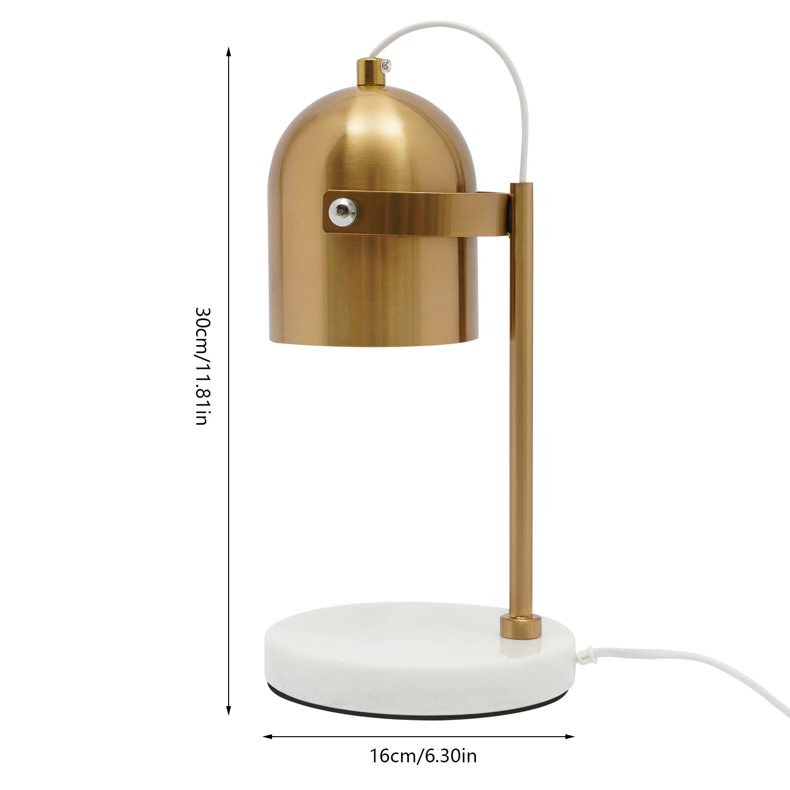 Gdrasuya10 Gold Candle Warmer Lamp Dimmable Round Candle Heater with 2H/4H/8H Timer and Marble Base Modern Metal Candle Wax Melt Warmer for Home Bedroom Office Jar Candles