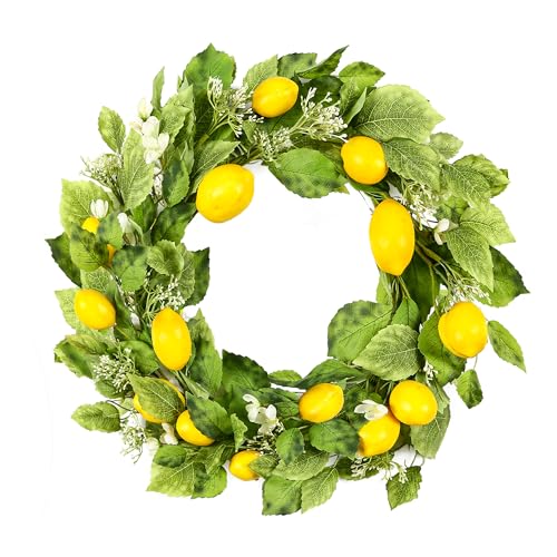 YNYLCHMX 20 Lemon Wreath for Front Door Eucalyptus Floral Decor