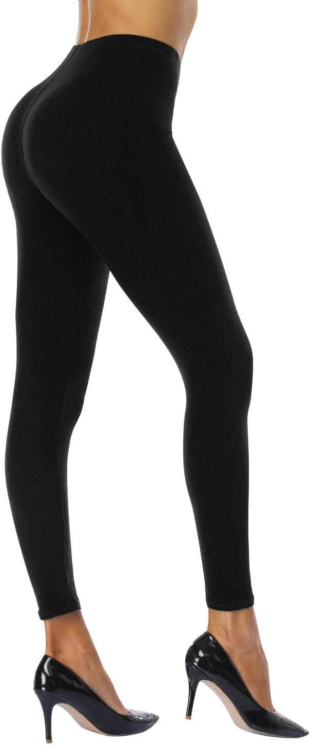 Women Full Length Leggings High Waist Solid Lightweight Ankle Stretch Leggings Gym Yoga Pants Tights - Image 4