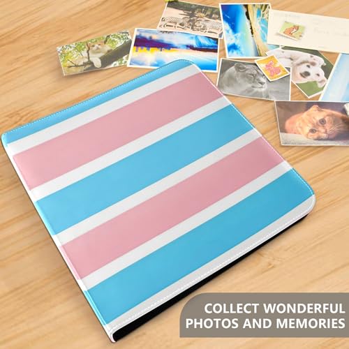 Álbumes de fotos con encuadernación anillada, cuero sintético PU, diseño personalizado con bandera de orgullo transgénero y sexual, 20 páginas adhesivas, tamaño 11.8" x 11.2" x 1.5" miniatura 7