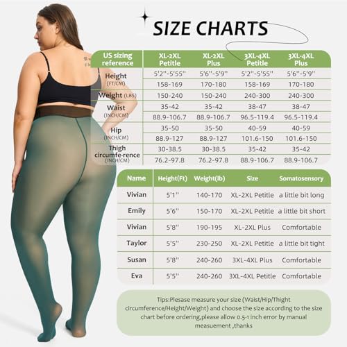 Image of UISLII Plus Size Fleece Lined Tights for Women
