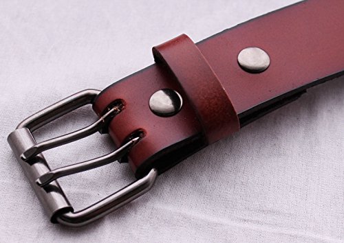 Eurosport Solid Rich Fashion Full Grain Leather Double Grommet Belt - GL083 - Brown Medium2