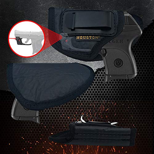 IWB Gun Holster - Eco Leather Concealed Carry Soft Material - Suede Interior - Fits: Any Small 380 with Small Laser, Sig P238, Keltec, Diamond Back, 25 & 22 Cal (Left) - by Houston Gun Holsters