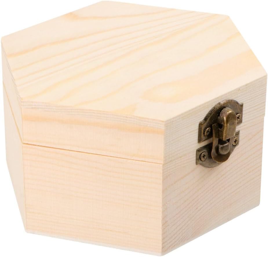 Alasum 2 Pcs Hexagonal Wood Soap Flower Box Hand Carved Jewelry Storage
