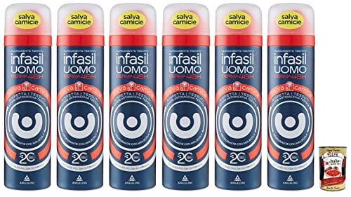 6x Infasil Deodorante Spray Uomo Derma 48h Deo Spray Salva Camicie mit 2C-MolekĂĽl, Betacyclodextrin, fĂĽr Herrenbekleidung 150ml + Italian Gourmet Polpa di Pomodoro 400g Dose
