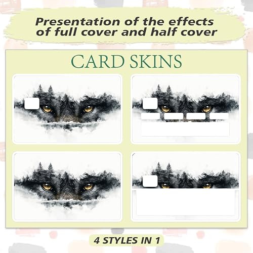 Credit Card Skin Sticker, Wolf Eyes Design, 4 Styles, Waterproof, 3.34 x 2.12 inches2