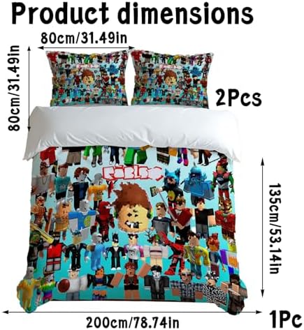 Rob-lx Bed Linen 135 x 200, Rob-lx Bedding Set, 3 Pieces, Includes 1 with Zip and 2 80 x 80 cm Pillowcases