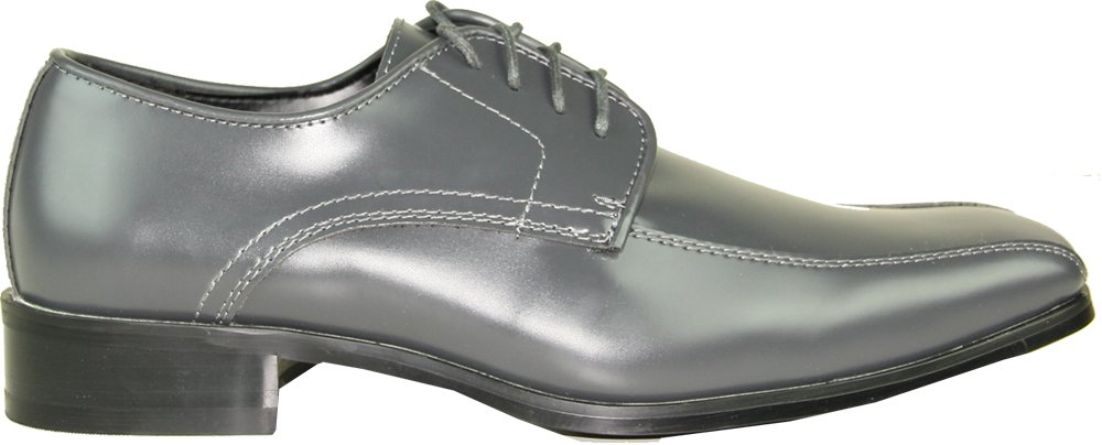 VANGELO Men Tuxedo Shoe TUX-5 Square Toe for Wedding, School Uniform and Formal Event Iron Grey