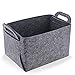 Filcowe pudełko do przechowywania, kosz filcowy z pokrywką, wymiary 39 x 29 x 25 cm, kosz do przechowywania zabawek, książek, czasopism, podwójny uchwyt, naturalny bez zapachu (jasny czarny)