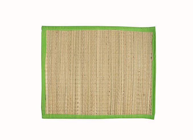 Image of CRAFT OF INDIA Handmade Korai Pai Kusha Grass Pooja Aasan Sitting Floor Mats (Green (1.5X2 ft (4pcs Combo))