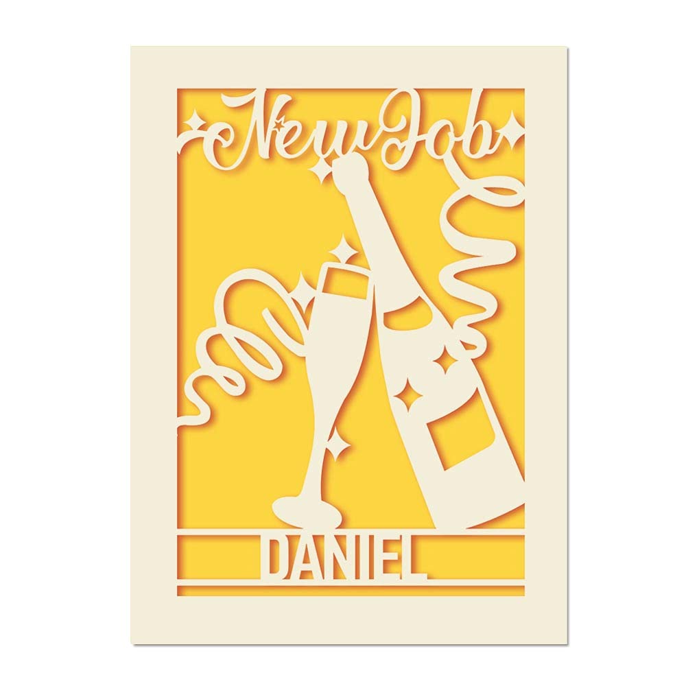 Personalised New Job Card for Him Custom Gift Cards for Girls Boys Women Granddaughter Mum Dad Congratulation Gift for Daughter Son at Commemorable Moment (Gold)