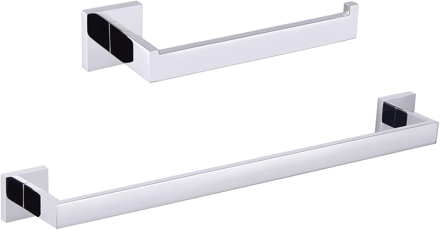 Angle Simple Towel Holder Bundle with Towel Bar (Polished Chrome)