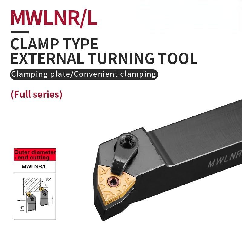 1pc MWLNR2020 MWLNR1616 MWLNR2525 External Turning Tool Holder WNMG0804 Carbide Inserts Lathe Bar CNC Cutting Tools Set(No Insert)(MWLNL2020K08)