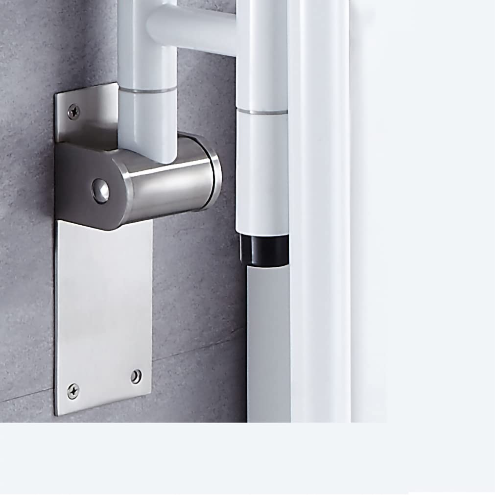 Asidero de acero inoxidable plegable para baño, color blanco, asa de apoyo para la pared, asidero de seguridad, ayuda para levantarse para personas mayores y discapacitados (60 cm)