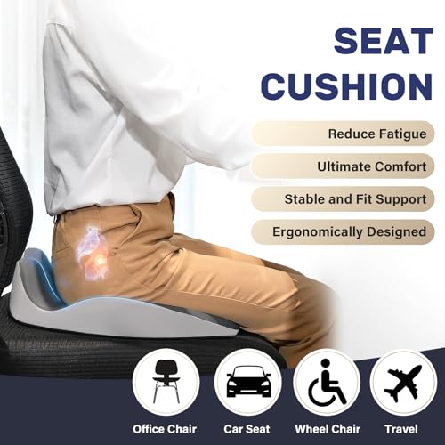 Image of Coverado Car Seat Cushion with Memory Foam, Ergonomic Driving Seat Cushion for Sciatica, Tailbone, Back Pain Relief, Premium Non-Slip Washable Cushion for Car, Driver, Office, Wheelchair