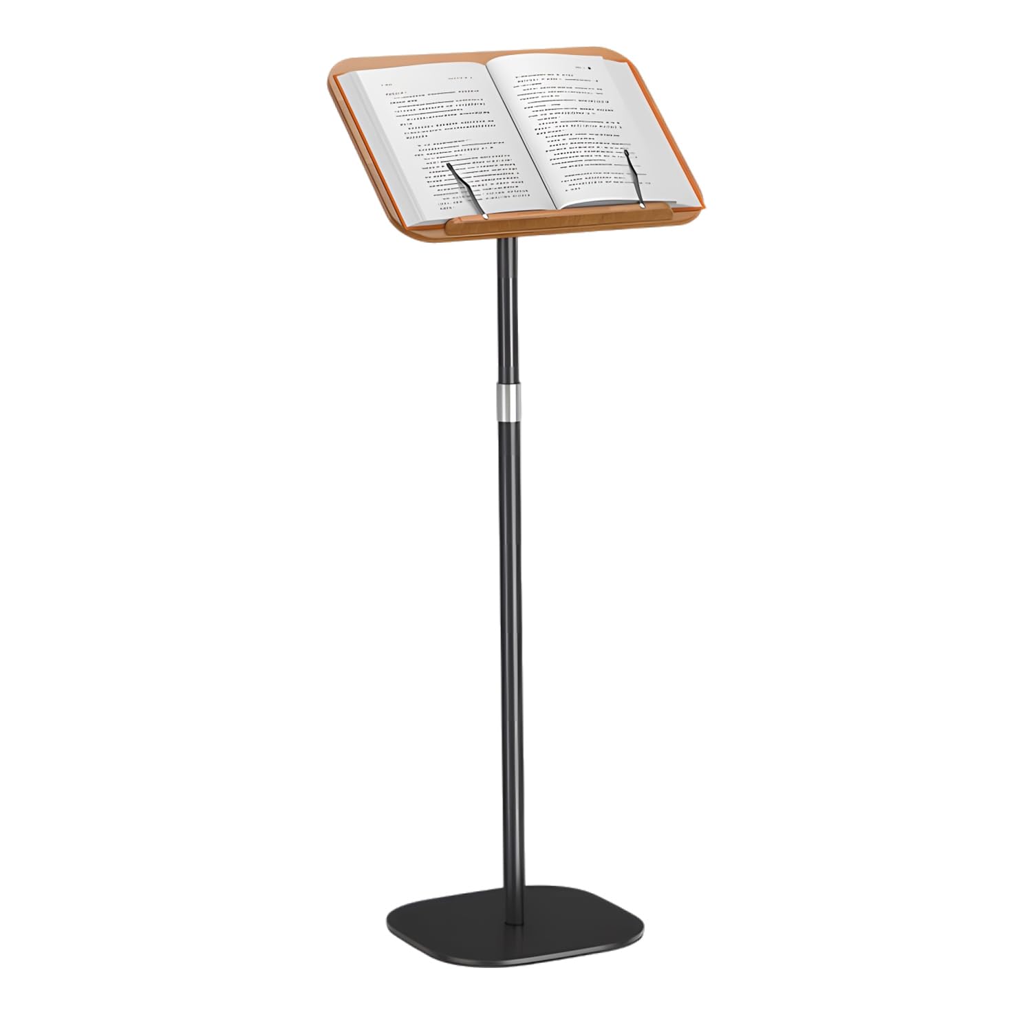 Atril para libros, podio, 80-130 cm, altura ajustable, soporte para libros para niños, soporte para libros para leer, soporte genérico de suelo para leer, soporte de lectura de madera con clips de