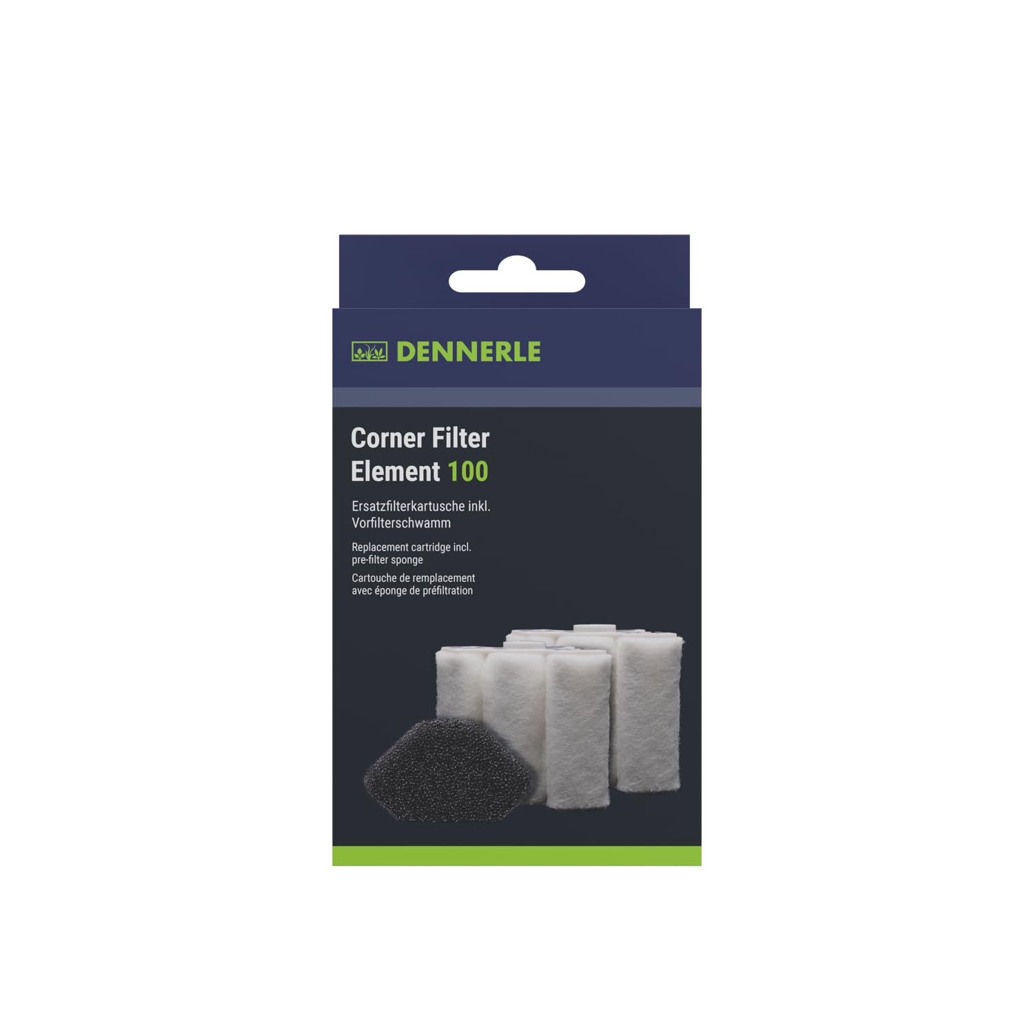 Dennerle 5662 Corner Filter Element 100 Lot de 2 cartouches de rechange pour filtre d'angle XXL avec 1 éponge filtrante