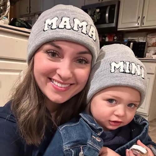 2PCS Parent-Child Hat Mama and Mini Hats Mother Daughter/Son Matching Hat Winter Warm Knitted Beanie Cap4