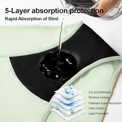Image of Battewa Cotton Incontinence Underwear for Women High Waisted Leak Proof Panties Bladder Leak Protective Briefs Adult Pee Proof Assurance Underwear (L 4 Pack)
