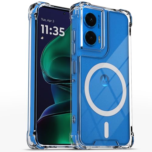 Image of Amazon Basics Back Cover for Motorola Moto Edge 50 Fusion 5G / Moto G96 5G Mag-Safe Shockproof PC + TPU Protective Case Magnetic Support Bumper Case (Transparent Mag-Safe)