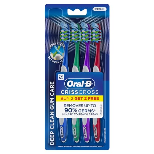 Oral-B CrissCross Gum Care manual Toothbrush for adults (Multicolor Medium Buy 2+ 2 free) 4N