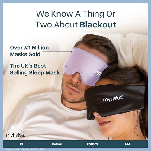 Image of MyHalos Sleep Mask - 3D Blackout Eye Mask for Women & Men, Side Sleepers, Zero Pressure Memory Foam Eyelash Friendly, Breathable,Award-Winning Sleep Aid for Travel (Lavender, 1 Count (Pack of 1))