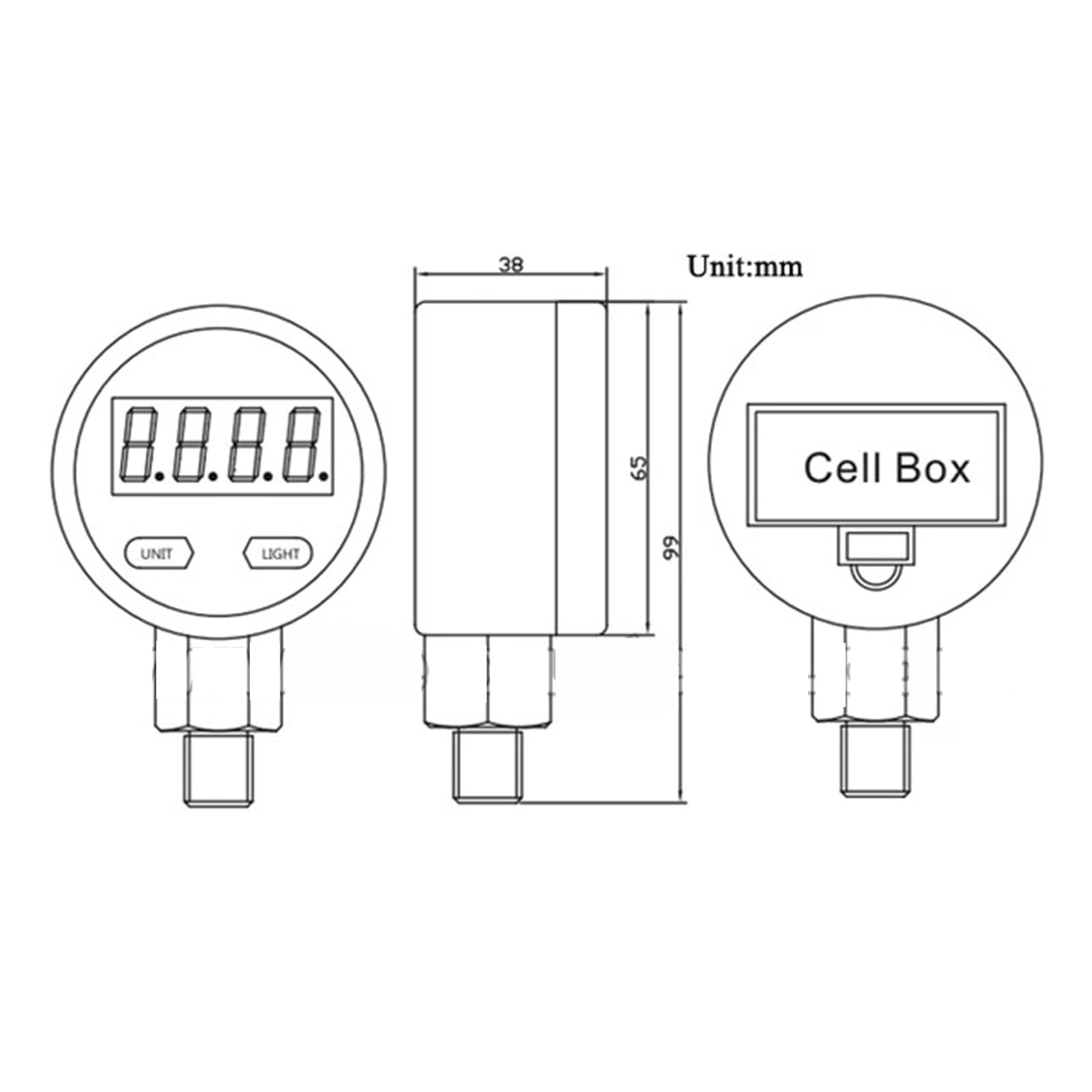 Manometr cyfrowy 304SS 4 LCD 1% FS(NPT1-4 with cover,0-1.6MPa)