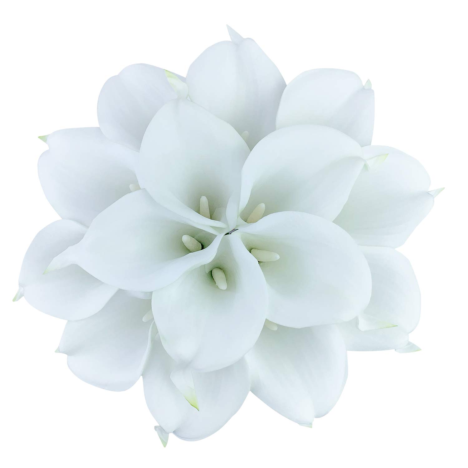 15 Pcs Real Touch Calla Lily Artificial Flowers Wedding Bridal Bouquet Home Room Decoration Party (White)