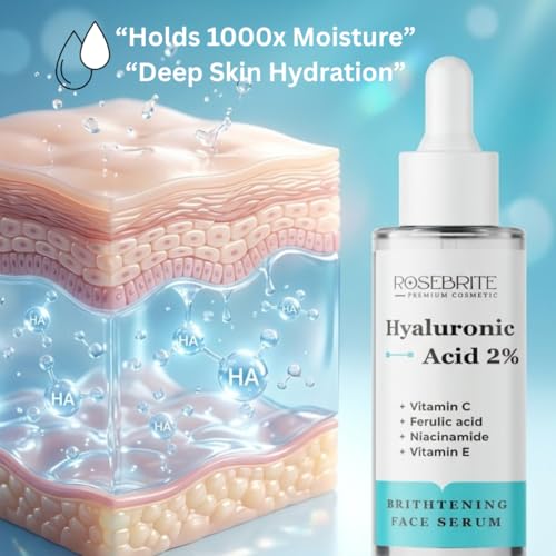 Image of Hyaluronic Acid 2% Face Serum with Vitamin C, Niacinamide, Ferulic Acid & Vitamin E | Deep Hydration, Brightening & Skin Repair | For Glowing, Smooth & Radiant Skin | 30ml