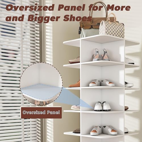 Image of Leavader Tall Rotating Shoe Rack Tower, 7-Tier Spinning Shoe Rack, Free Standing 360 Revolving Shoe Organizer, High Bottom Design Shoe Tower Spinning Storage Lazy Susan for Entryway