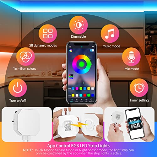 Cinta LED RGB 3 Modos con Sensor y Control App USB 9.8ft miniatura 6