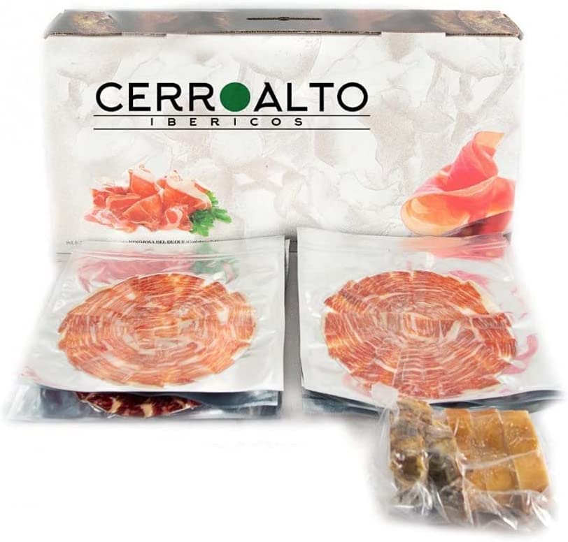 CERROALTO | Plato Jamon de Bellota Ibérico 50% Raza Ibérico (Loncheado a cuchillo) 100 gr (20 SOBRES)