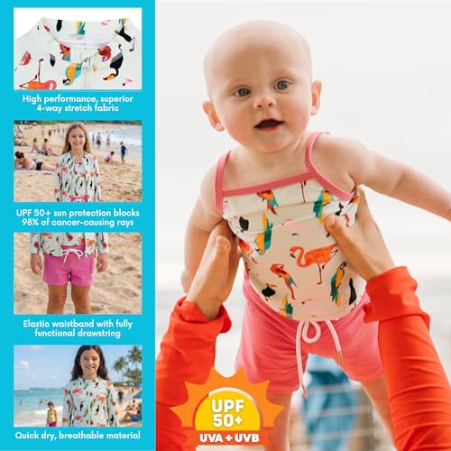 Image of SwimZip Girls' 3 Pc Swim Set w /Long Sleeve Rash Guard, Tankini & Shorts UPF 50+