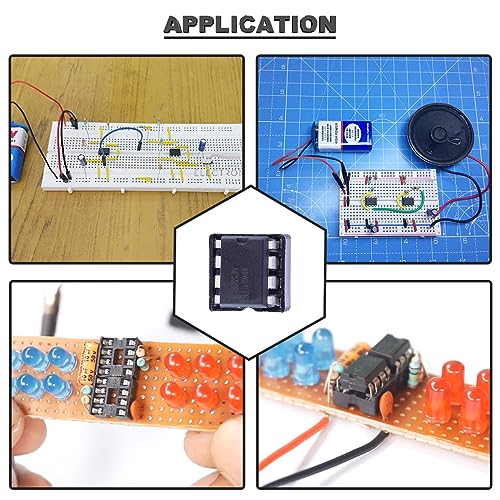 50 pcs ne555p single precision timer ne555 ic pulse generator single bipolar dip-8  50 pcs dip-c ic socket for diy electronic circuit projects
