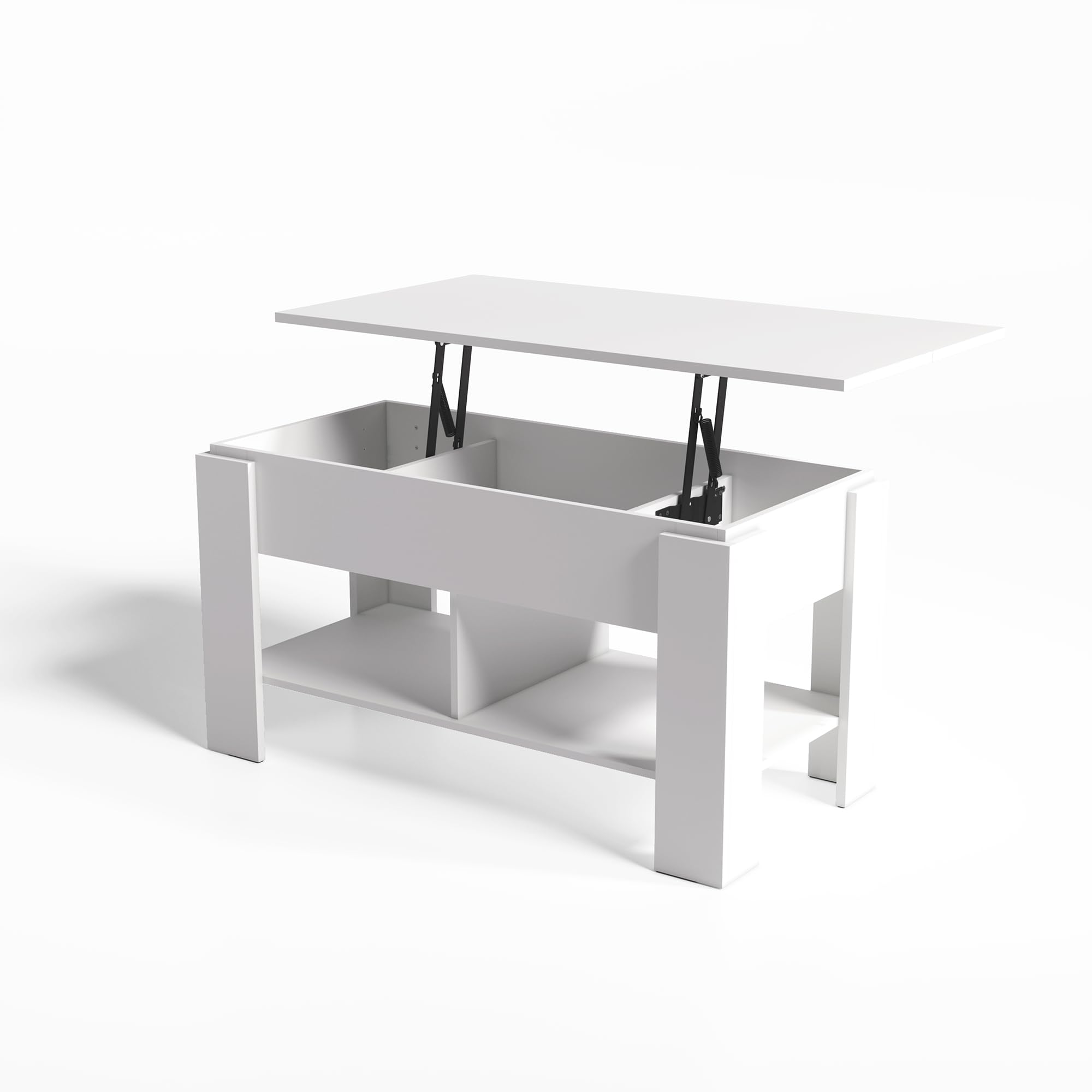 FurnitureR Tavolino da salotto con piano di sollevamento, tavolino regolabile in altezza, tavolino da salotto, tavolino da divano allungabile, con vano portaoggetti nascosto, in legno, tavolo