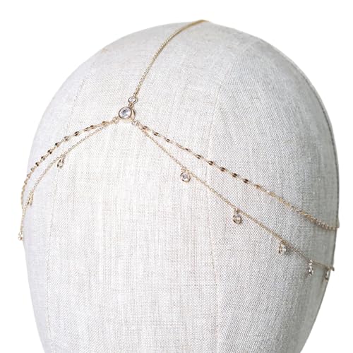 Crystal Long Tassels Head Chain Bridal Jewelry Rhinestone Forehead Chain Fashionable Headpiece For Ladies Hair Accessory Crystal Hair Accessory