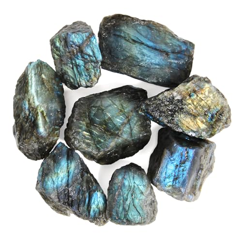 Labradorita en Bruto, 500g Labradorita Piedra Natural, Minerales en Bruto, Piedras Energeticas de Labradorita, Gemas de cristal en bruto para curación y decoración