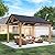 INTER HUT 11x13 Hardtop Gazebo, Galvanized Steel Gable Roof with Cedar Wood Frame Outdoor Pavilion for Patio, Garden, Deck and Lawn, Natural Wood/Black