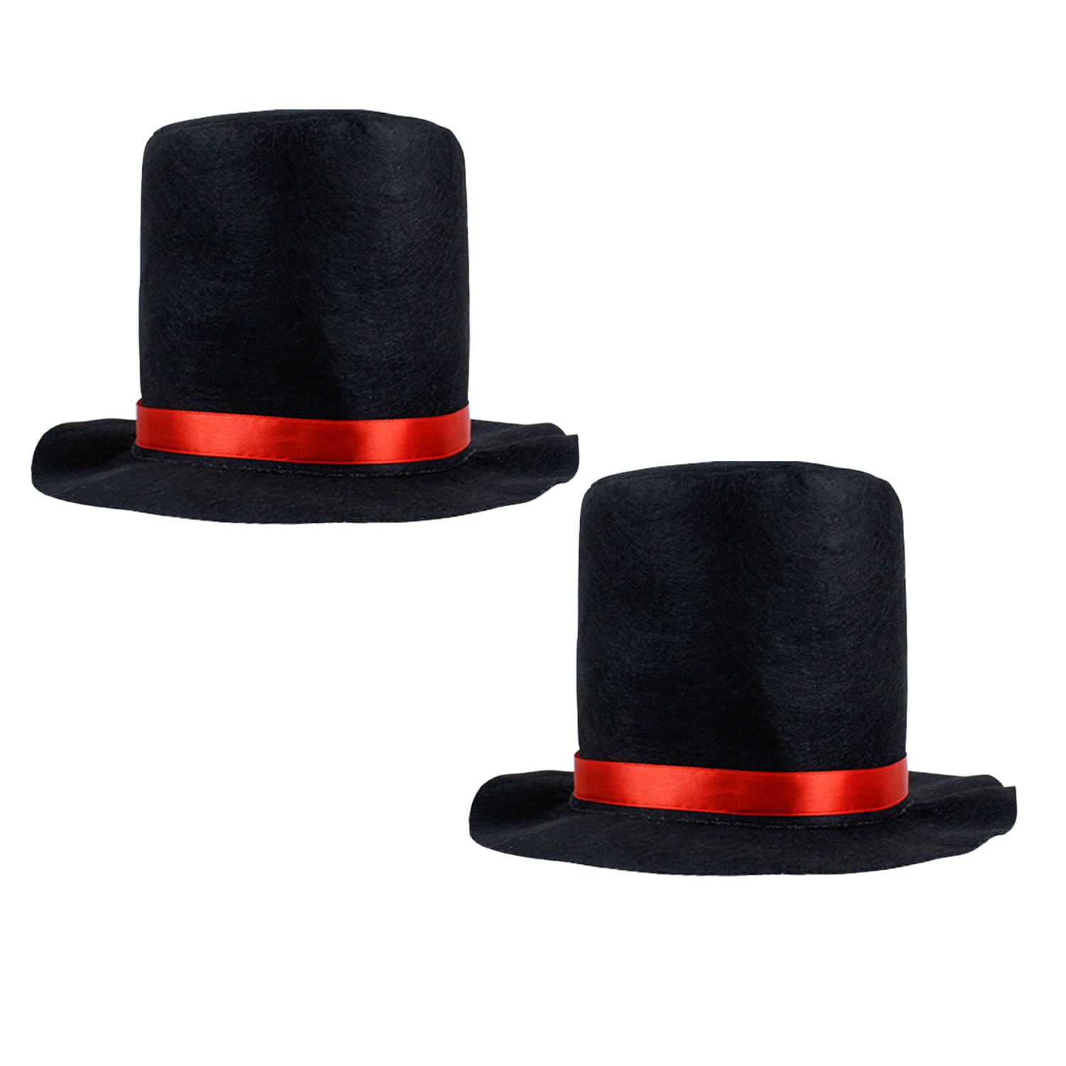 Lezevn 2pcs Snowman Hat Christmas Snowman Costume Hat with Red Band Christmas Fancy Dress for Women Men, Black
