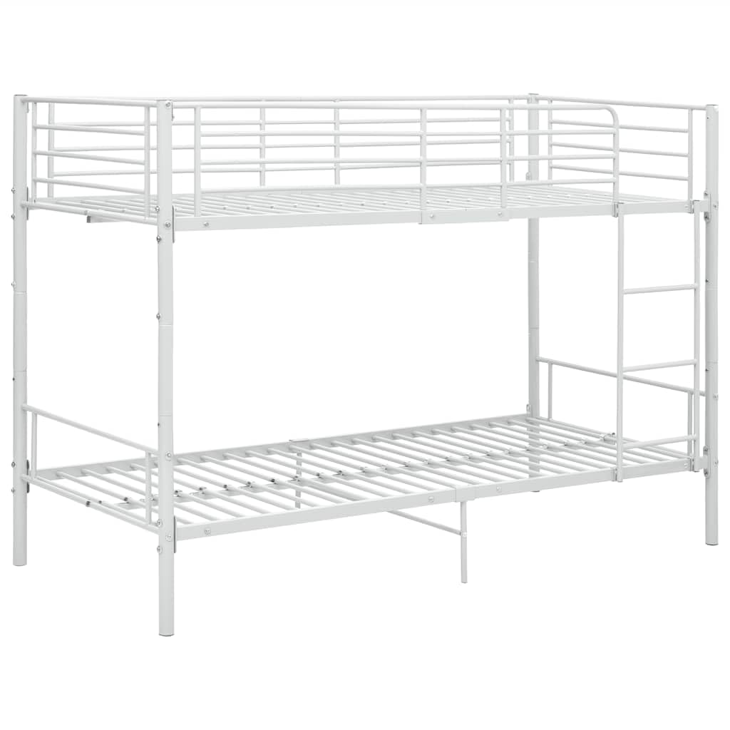 vidaXL Letto a Castello Bianco in Metallo 90x200 cm