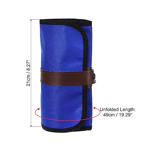 Image of PATIKIL Handmade 36 Slots Roll Up Pencil Case, Oxford Cloth Pencil Wrap Pouch Pen Holder Organizer for Artist Drawing Coloring Sketching, Blue