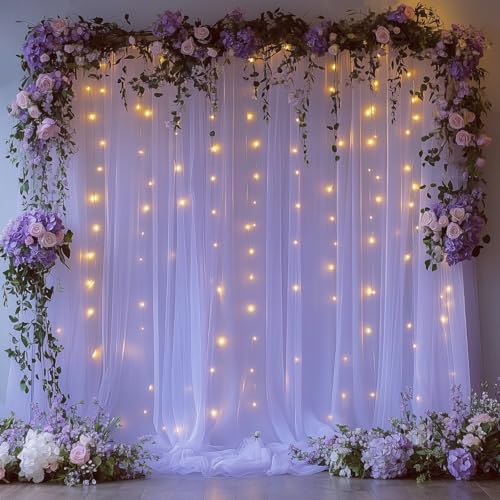 Rideau de fond en tulle féerique pour illuminer votre décoration de mariage et anniversaire